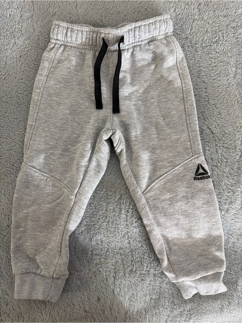 Reebok Kids Light Gray Jogger Pants with Black Drawstring